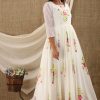 Women SARAS THE LABEL | Women'S White Chiffon Anarkali Dress (1Pc) - Saras The Label