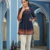 Women Juniper | Women'S Indigo Festive Printed Flared Tunic For Women - Juniper Georgette