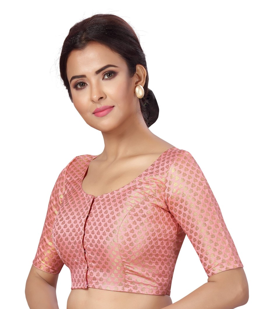 Women Shringaar | Women'S Light Pink Brocade Blouse By Shringaar- (1Pc Set)