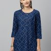 Women Kipek | Women'S Blue Rayon Short Kurti By Kipek (1Pc) Navy