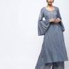 Women CHEERA | Women'S Straight Kurta Only With Bell Sleeve Design - Cheera Grey