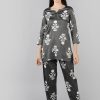 Women Ahika | Women'S Cotton Floral Printed Night Suit - Ahika Grey