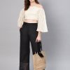 Women Juniper | Women'S Cotton Flex Solid Wide Leg Palazzo - Juniper Black