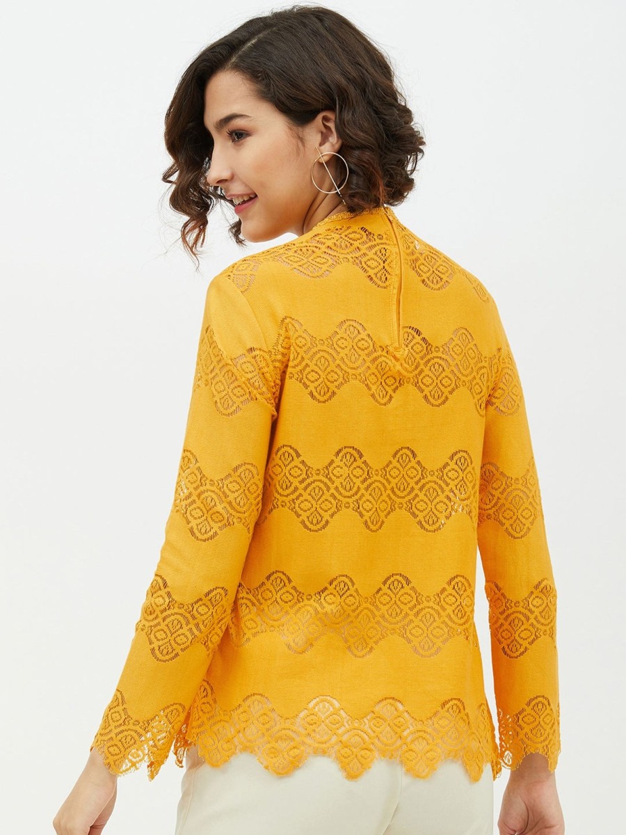 Women StyleStone | Women'S Self Detail Lace Top - Stylestone Yellow