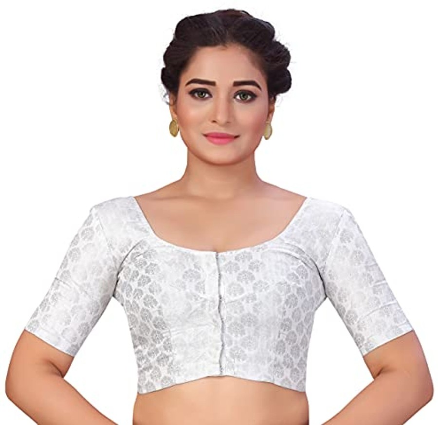 Women Shringaar | Women'S Silver Brocade Blouse By Shringaar- (1Pc Set)