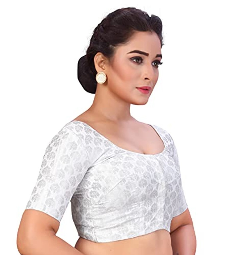 Women Shringaar | Women'S Silver Brocade Blouse By Shringaar- (1Pc Set)