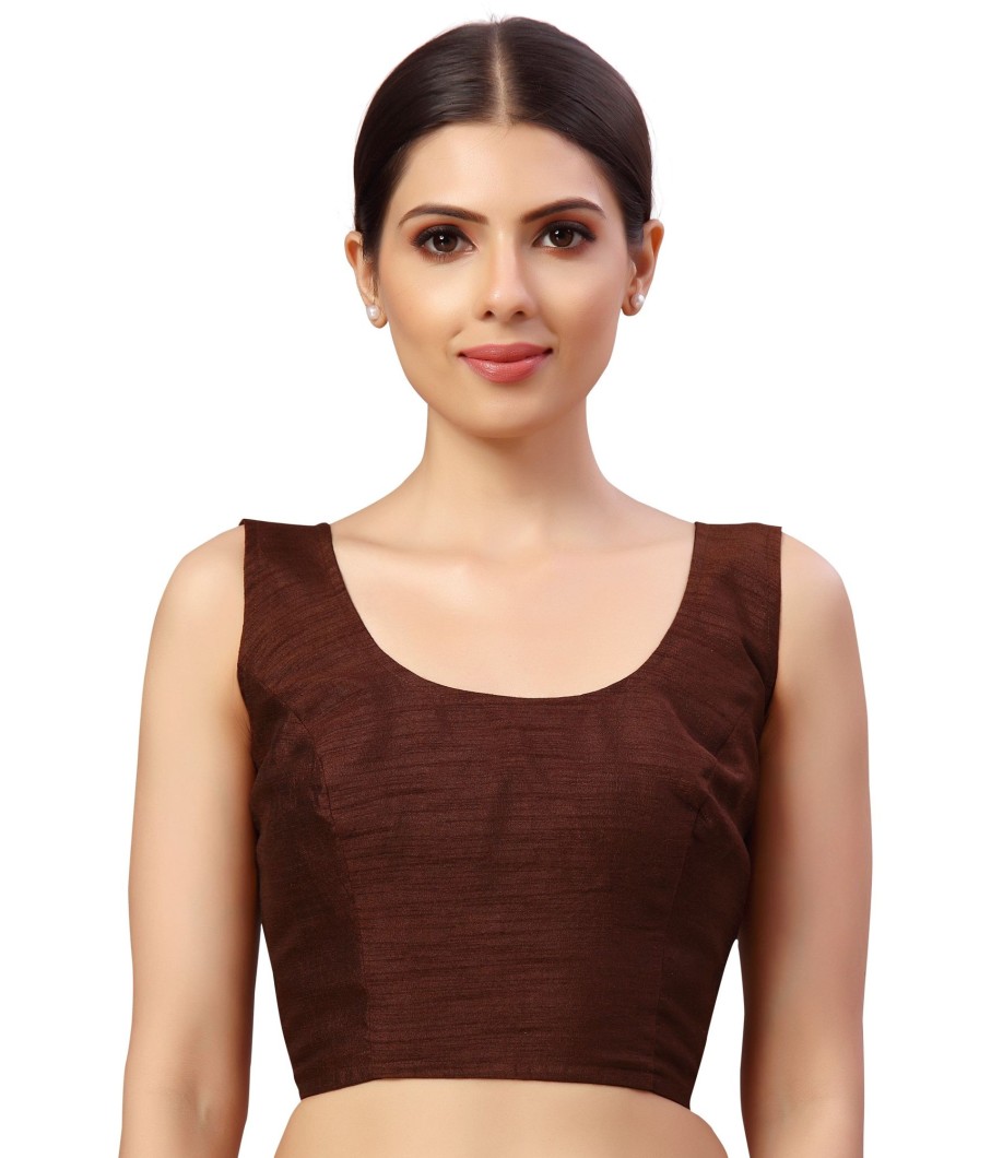 Women Shringaar | Women'S Polyester Sleeveless Saree Blouse. - Shringaar Brown