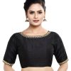 Women Madhu Fashion | Women'S Polyester Embroidered Elbow Length Sleeve Readymade Blouse - Madhu Fashion Black