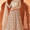 Women Monjolika | Women'S Color Printed Georgette Designer Partywear Suit - Monjolika Beige