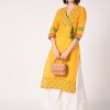 Women CHEERA | Women'S Mustard Hand Block Print Straight Kurta Only - Cheera