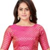 Women Madhu Fashion | Women'S Brocade Elbow Length Sleeves Readymade Saree Blouse - Madhu Fashion Pink