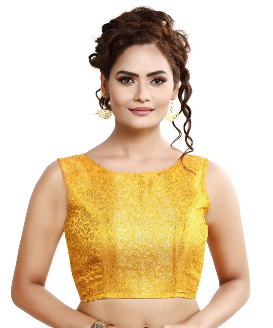 Women Madhu Fashion | Women'S Traditional Rich Banaras Brocade Sleeveless Readymade Saree Blouse - Madhu Fashion