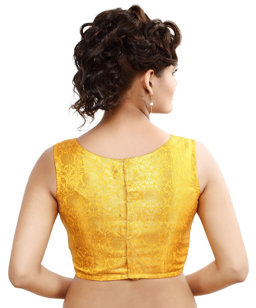 Women Madhu Fashion | Women'S Traditional Rich Banaras Brocade Sleeveless Readymade Saree Blouse - Madhu Fashion