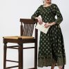 Women CHEERA | Women'S Rayon Dark Anarkali Flair Kurti - Cheera Green