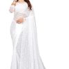 Women Vamika | Women'S Pearls Net Saree - Vamika White