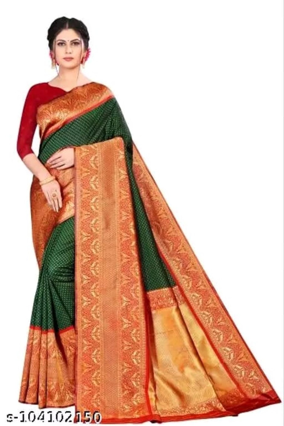 Women Varanga | Women'S Color Banarasi Silk Saree With Blouse - Varanga Green