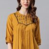 Women Janasya | Women'S Mustard Cotton Flex Top-Janasya