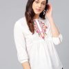 Women Wahe-NOOR | Women'S White Tunic With Embroidered Detail - Wahe-Noor