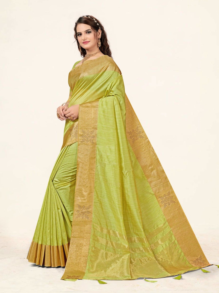 Women Sweet Smile | Women'S Light Color Stylish Saree With Blouse Set - Sweet Smile Green