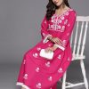 Women Indo Era | Women'S Embroidered A-Line Dresses - Indo Era Pink