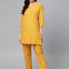 Women Final Clearance Sale | Women'S Yellow U0026 Black Pure Cotton Printed Night Suit - Final Clearance Sale Mustard