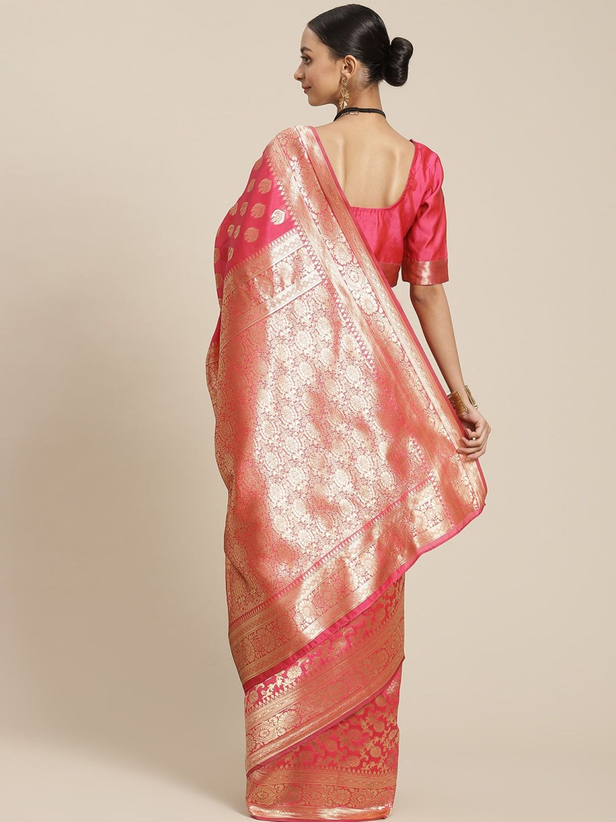 Women Varanga | Women'S Color Banarasi Silk Saree With Blouse - Varanga Pink