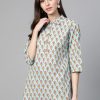 Women Wahe-NOOR | Women'S Blue U0026 Pink Floral Print Shirt Tunic - Wahe-Noor