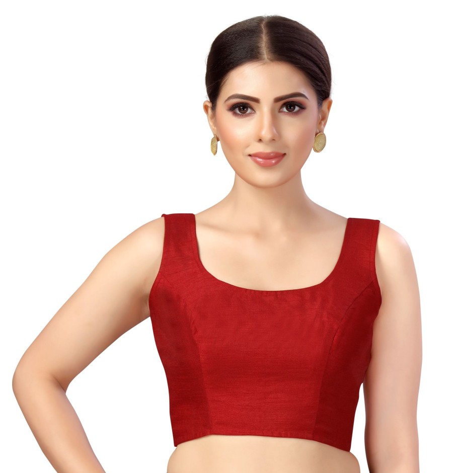 Women Shringaar | Women'S Polyester Sleeveless Saree Blouse. - Shringaar Maroon