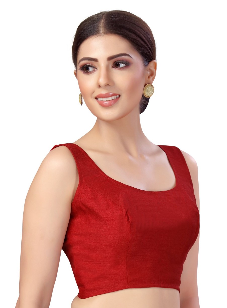 Women Shringaar | Women'S Polyester Sleeveless Saree Blouse. - Shringaar Maroon