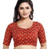 Women Madhu Fashion | Women'S Cotton Floral Print Half Sleeve Saree Blouse - Madhu Fashion