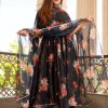 Women Pomcha Jaipur USA | Women'S Red And Black Organza Anarkali Set - Pomcha Jaipur Usa