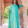 Women Saras The Label USA | Women'S Upada Silk Anarkali Gown With Banarsi Dupatta - Saras The Label Usa