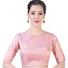 Women Shringaar | Women Baby Pink Pastel Brocade Saree Blouse By Shringaar (1Pc)