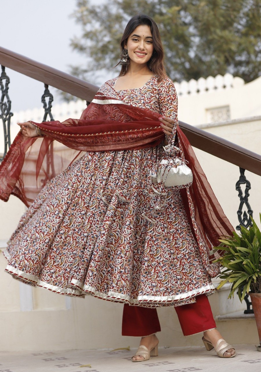 Women Lado Jaipuri | Women'S Multi Colour Anarkali Set - Lado Jaipuri Multi Color