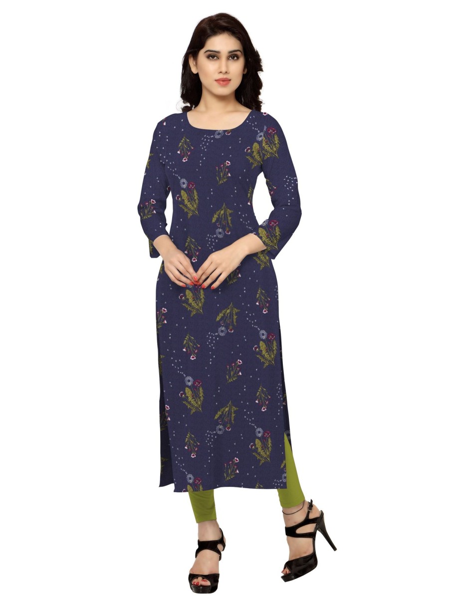 Women Ziyaa | Women'S Color Crepe Digital Print Kurta - Ziyaa Blue