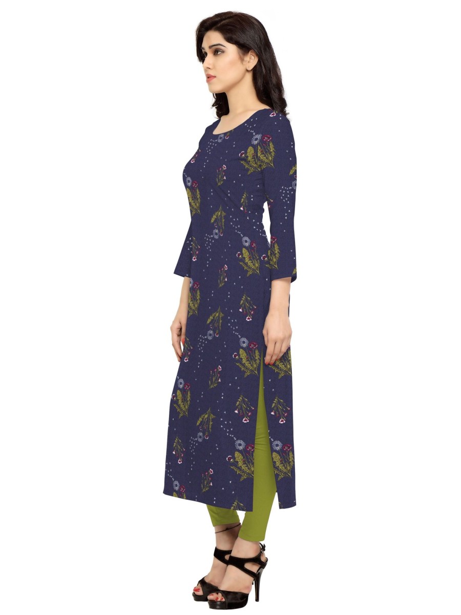 Women Ziyaa | Women'S Color Crepe Digital Print Kurta - Ziyaa Blue