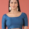 Women Royal Dwells | Women'S Toned Pure Silk Plain Readymade Blouse - Royal Dwells Blue