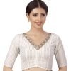 Women Shringaar | Women'S Polyester Georgette Embroidered Saree Blouse. - Shringaar Cream