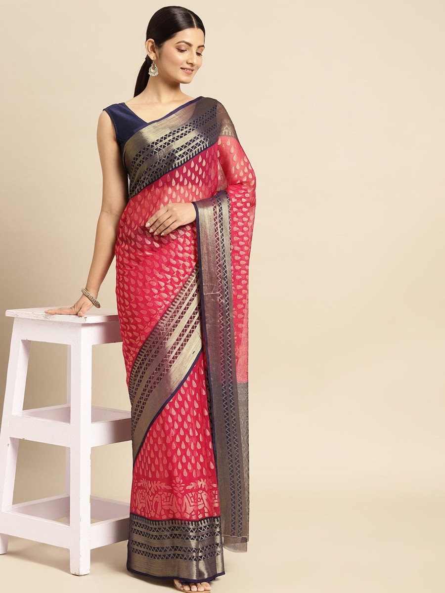 Women Dwija Fashion | Women'S Designer Chiffon Saree Collection - Dwija Fashion Red