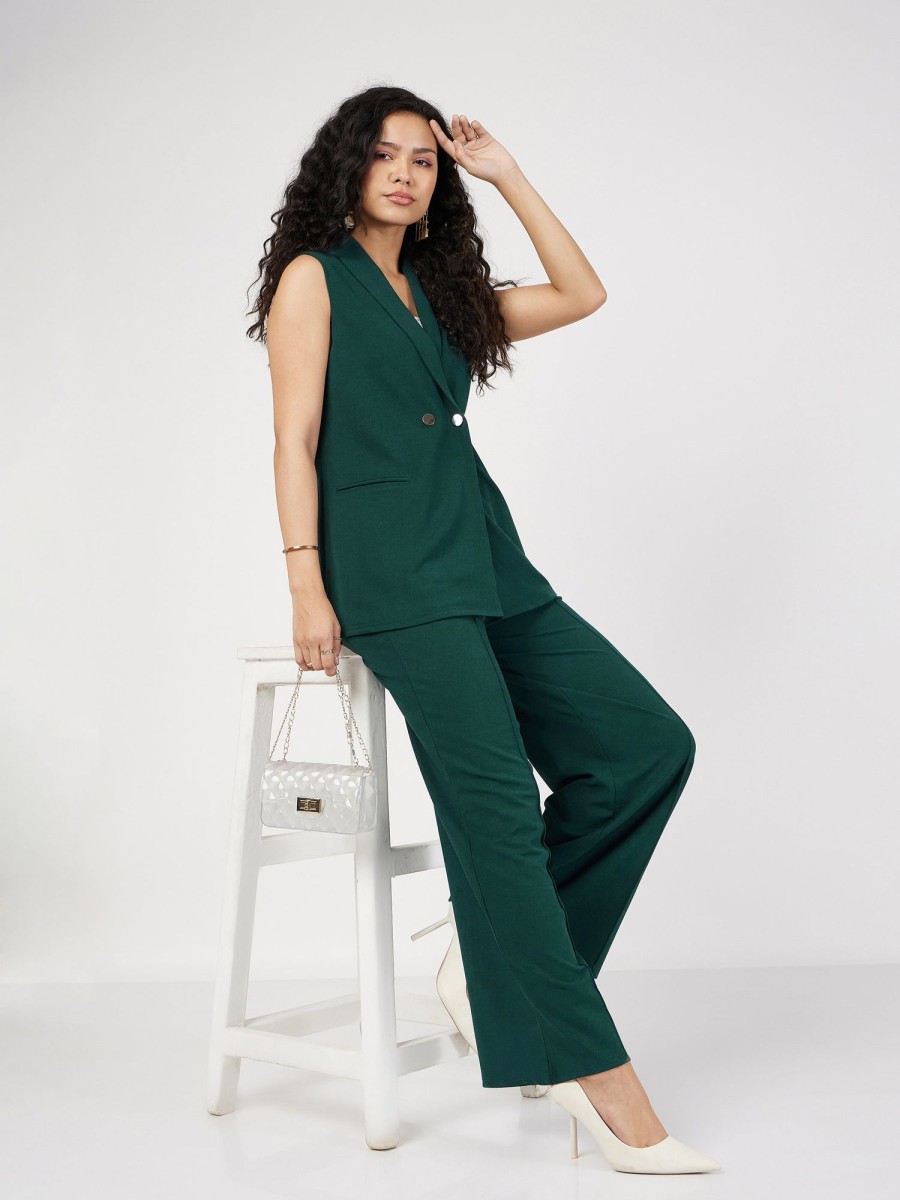 Women Lyush | Women'S Emerald Front Dart Palazzo Pants - Lyush