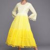 Women Indo Era | Women'S Floral Embroidered A-Line Dress - Indo Era Yellow