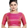 Women Madhu Fashion | Women'S Polyester Half Sleeve Saree Blouse - Madhu Fashion Pink