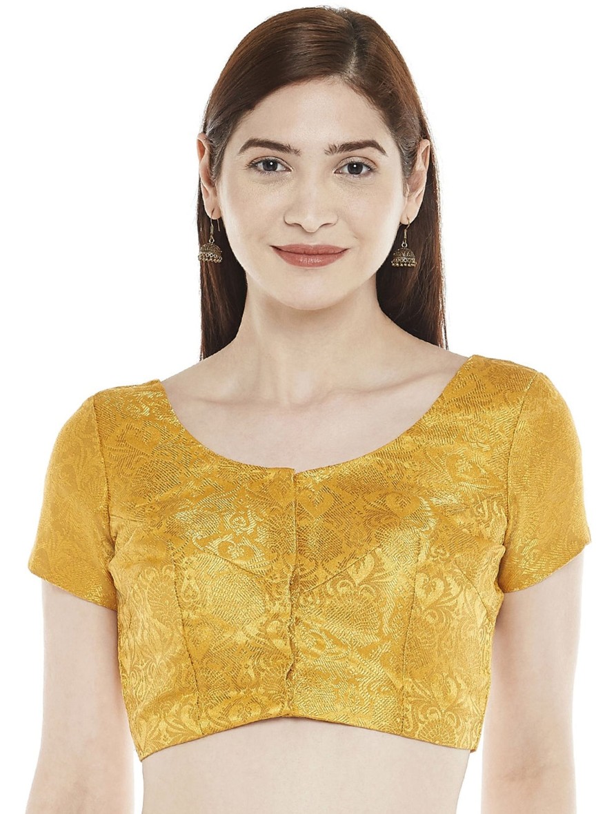 Women Shringaar | Women'S Yellow Banarasi Brocade Blouse By Shringaar- (1Pc Set)