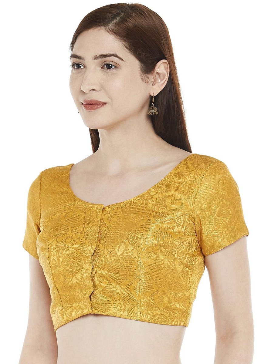 Women Shringaar | Women'S Yellow Banarasi Brocade Blouse By Shringaar- (1Pc Set)