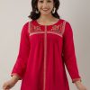 Women Charu | Women'S Embroidered Viscose Rayon Regular Top (Rani) - Charu Pink