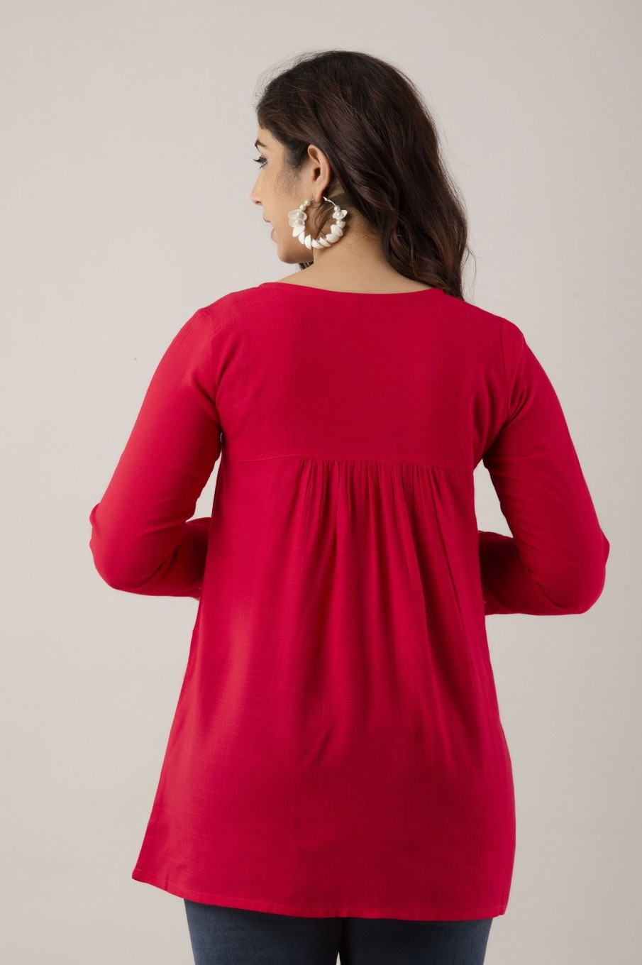 Women Charu | Women'S Embroidered Viscose Rayon Regular Top (Rani) - Charu Pink