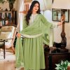 Women Monjolika | Women'S Light Green Embroidered Georgette Sharara Salwar Kameez - Monjolika