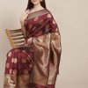 Women Varanga | Women'S Color Banarasi Silk Saree With Blouse - Varanga Maroon