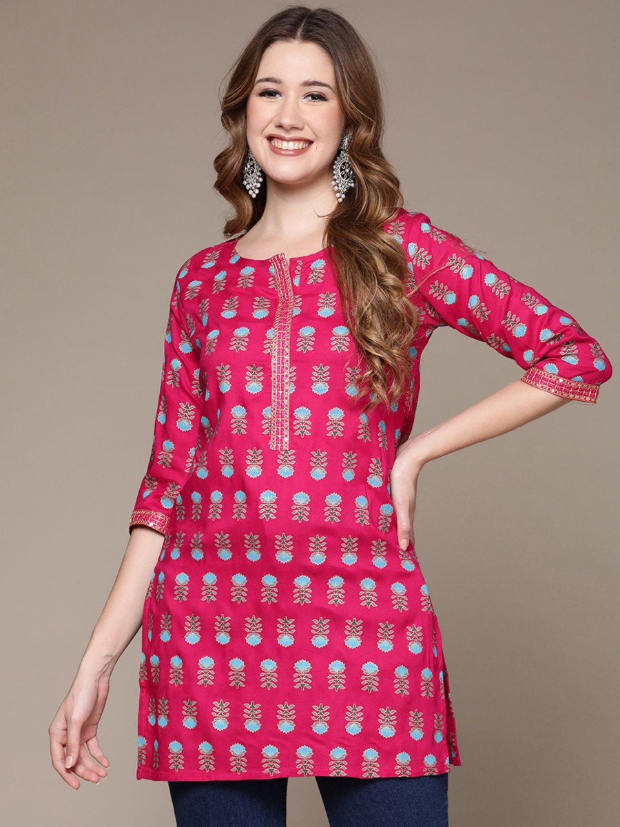 Women Anubhutee USA | Women'S Pink Printed Tunic - Anubhutee Usa