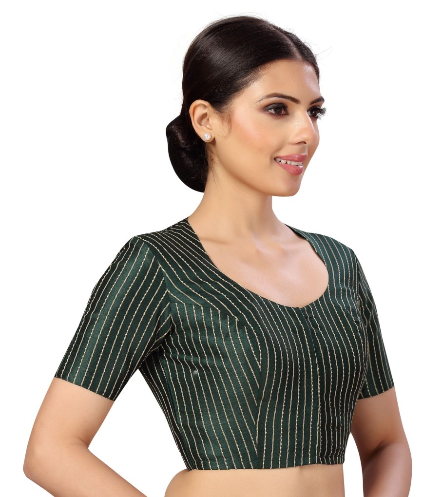 Women Shringaar | Women'S S Polyester Handloom Silk Saree Blouse. - Shringaar Green